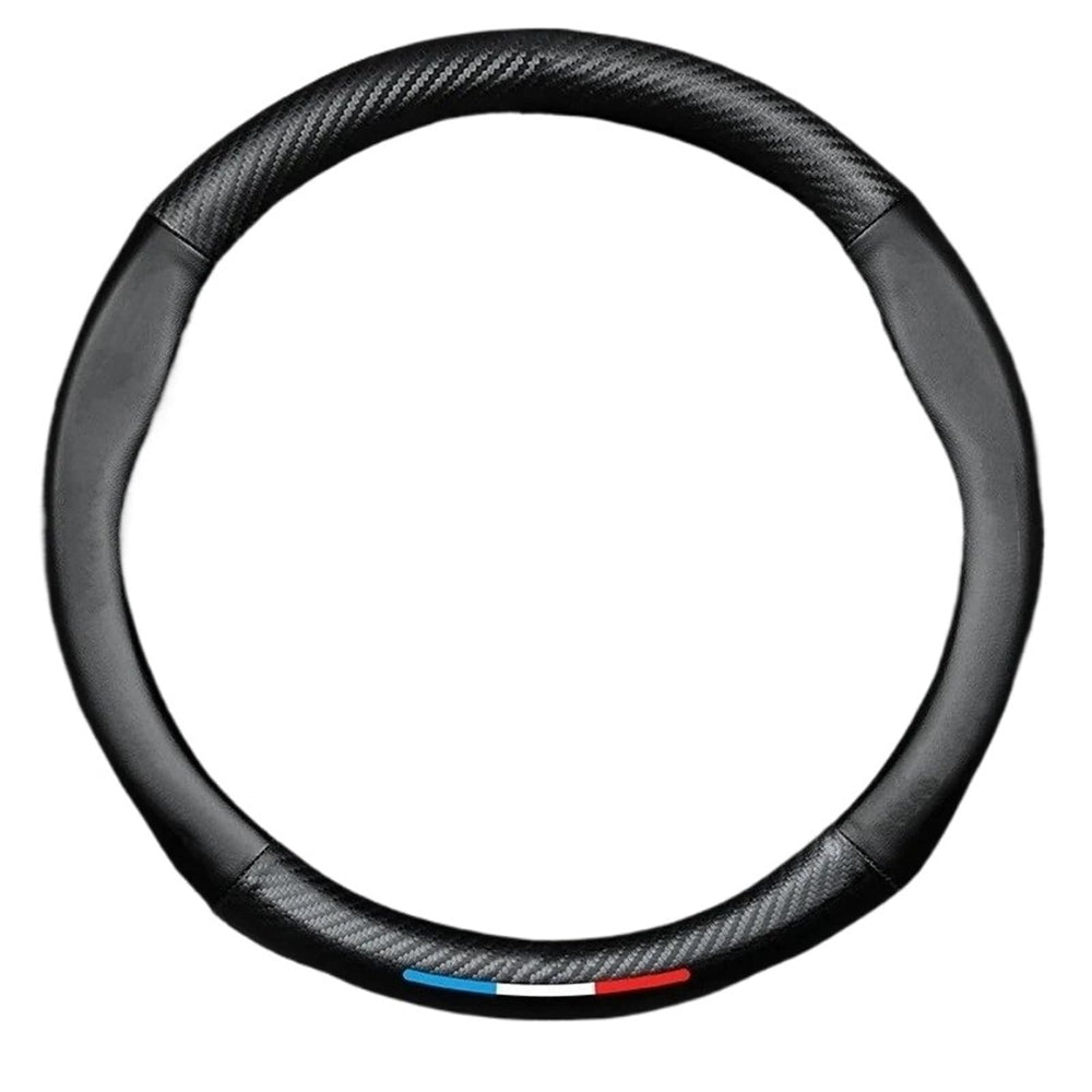 Carbon-Fiber-Style Leather Steering Wheel Cover