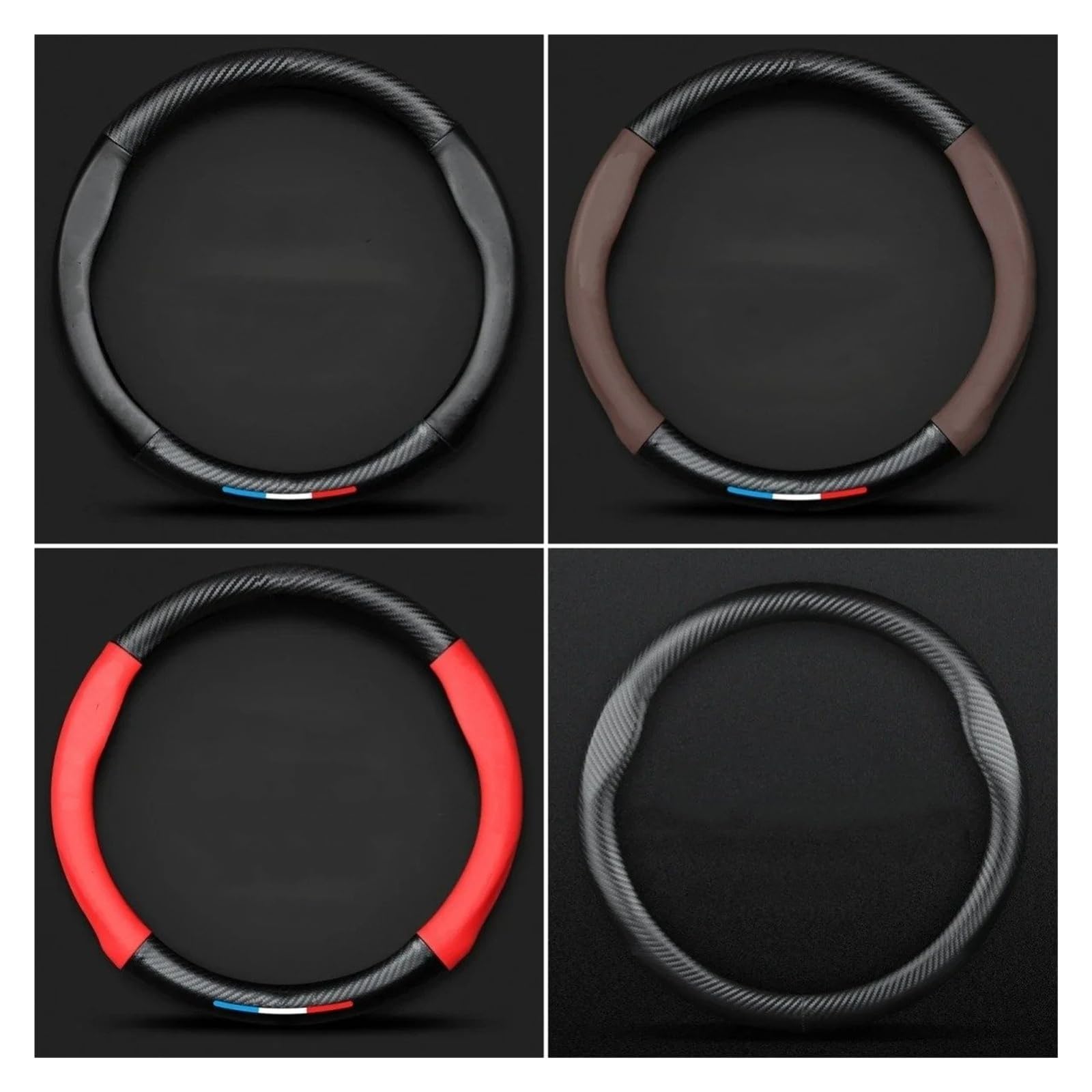 Carbon-Fiber-Style Leather Steering Wheel Cover