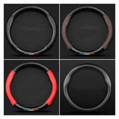 Carbon-Fiber-Style Leather Steering Wheel Cover