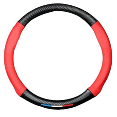 Carbon-Fiber-Style Leather Steering Wheel Cover