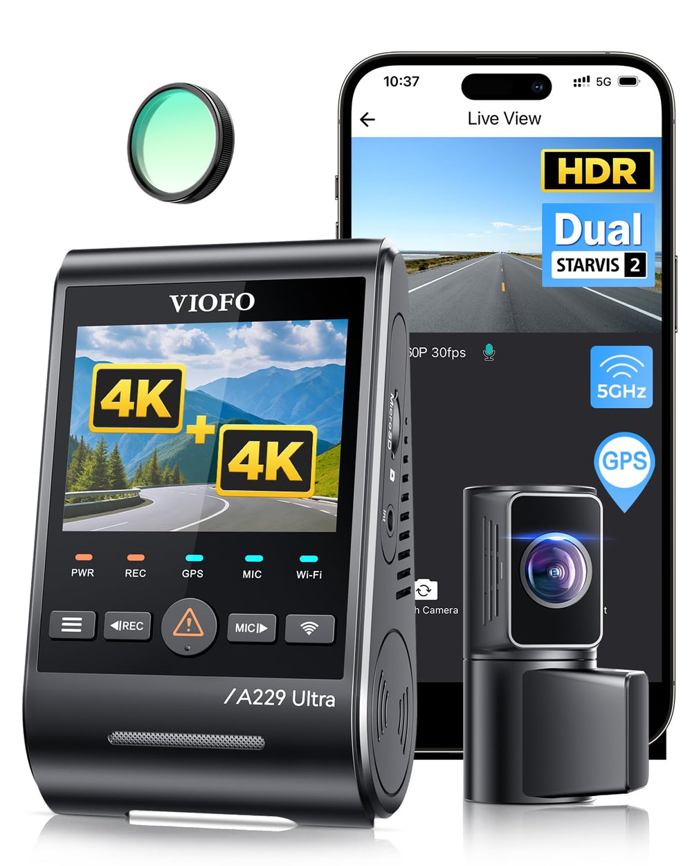 Dual 4K Front and Rear Dash Camera