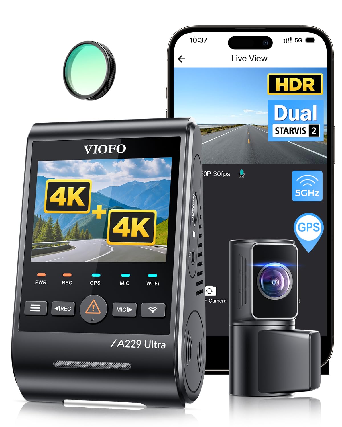Dual 4K Front and Rear Dash Camera