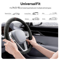 Suede-Feel Sports Steering Wheel Cover
