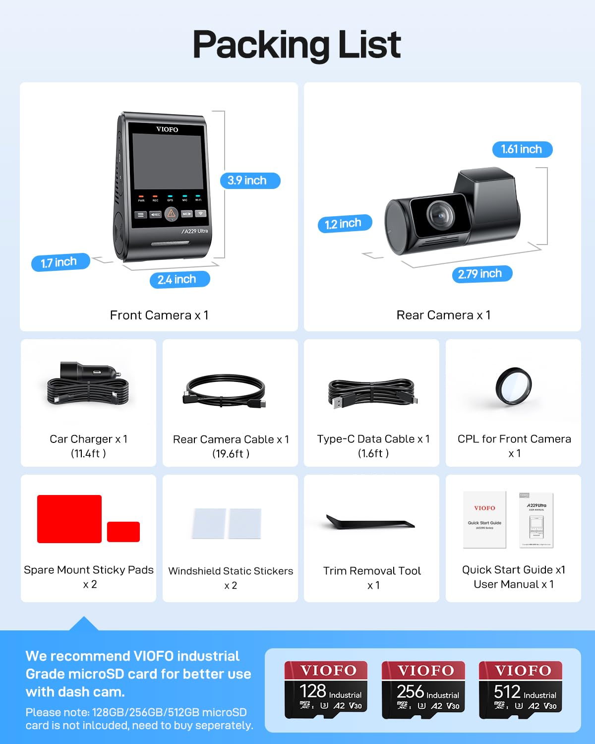 Dual 4K Front and Rear Dash Camera
