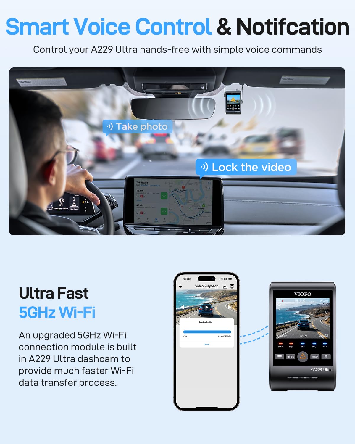 Dual 4K Front and Rear Dash Camera