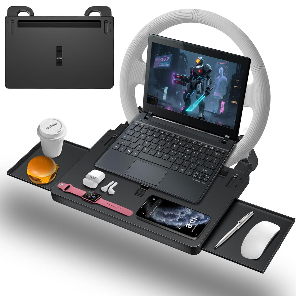 Adjustable Steering Wheel Food and Laptop Tray