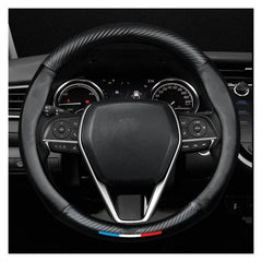 Carbon-Fiber-Style Leather Steering Wheel Cover