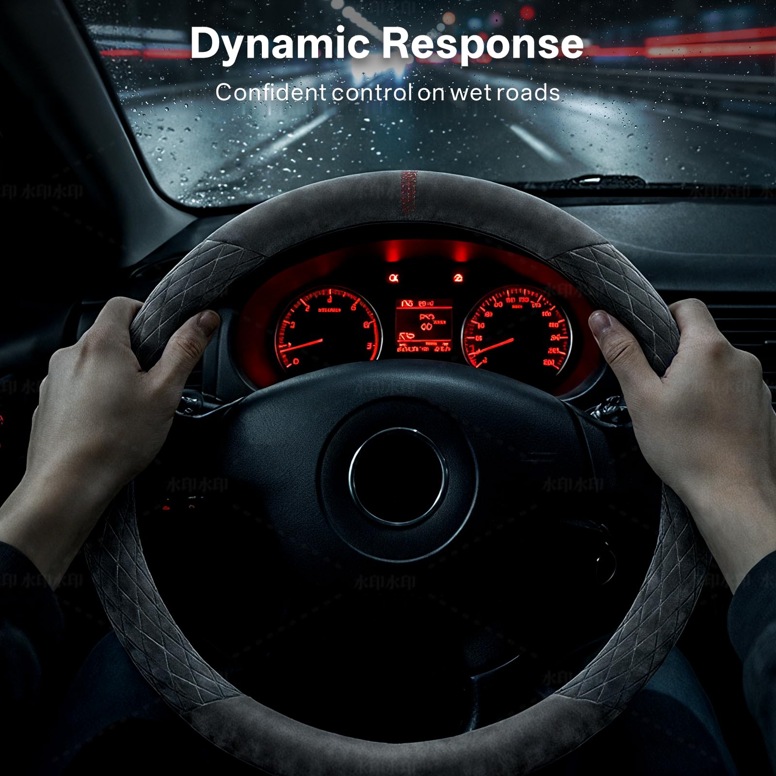 Suede-Feel Sports Steering Wheel Cover