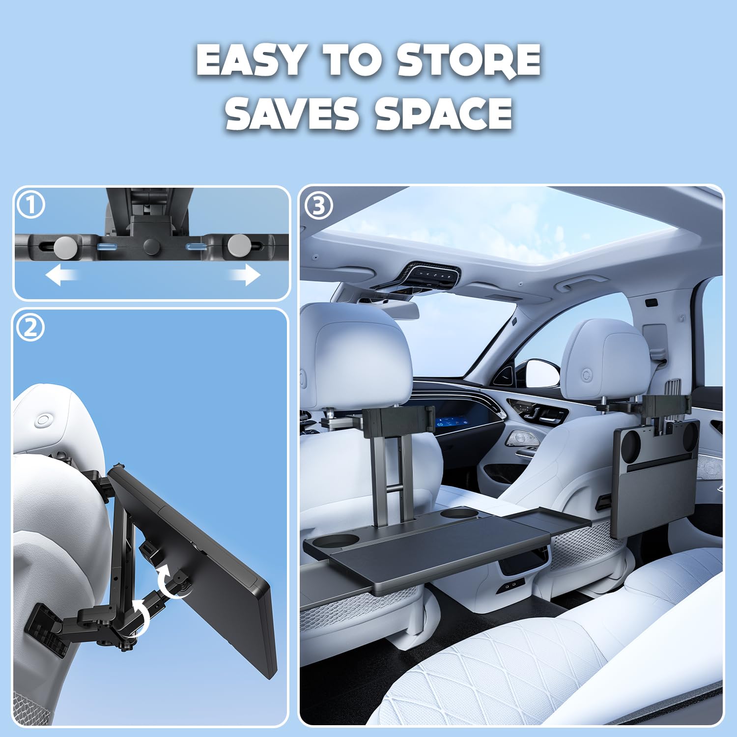 Foldable Rear Seat Travel Tray Table
