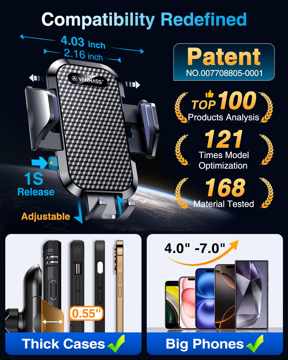 Adjustable Suction Cup Car Phone Holder
