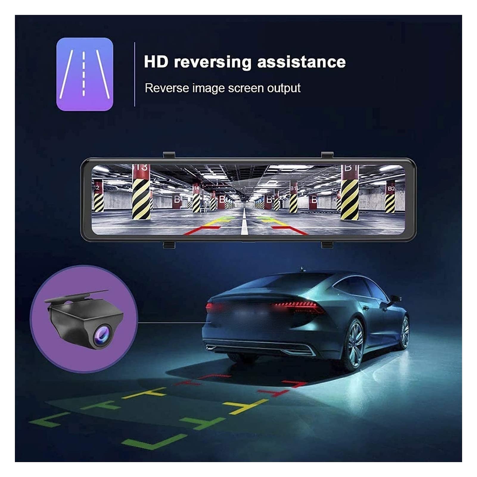 12-Inch 1080p Rearview Mirror Dash Camera