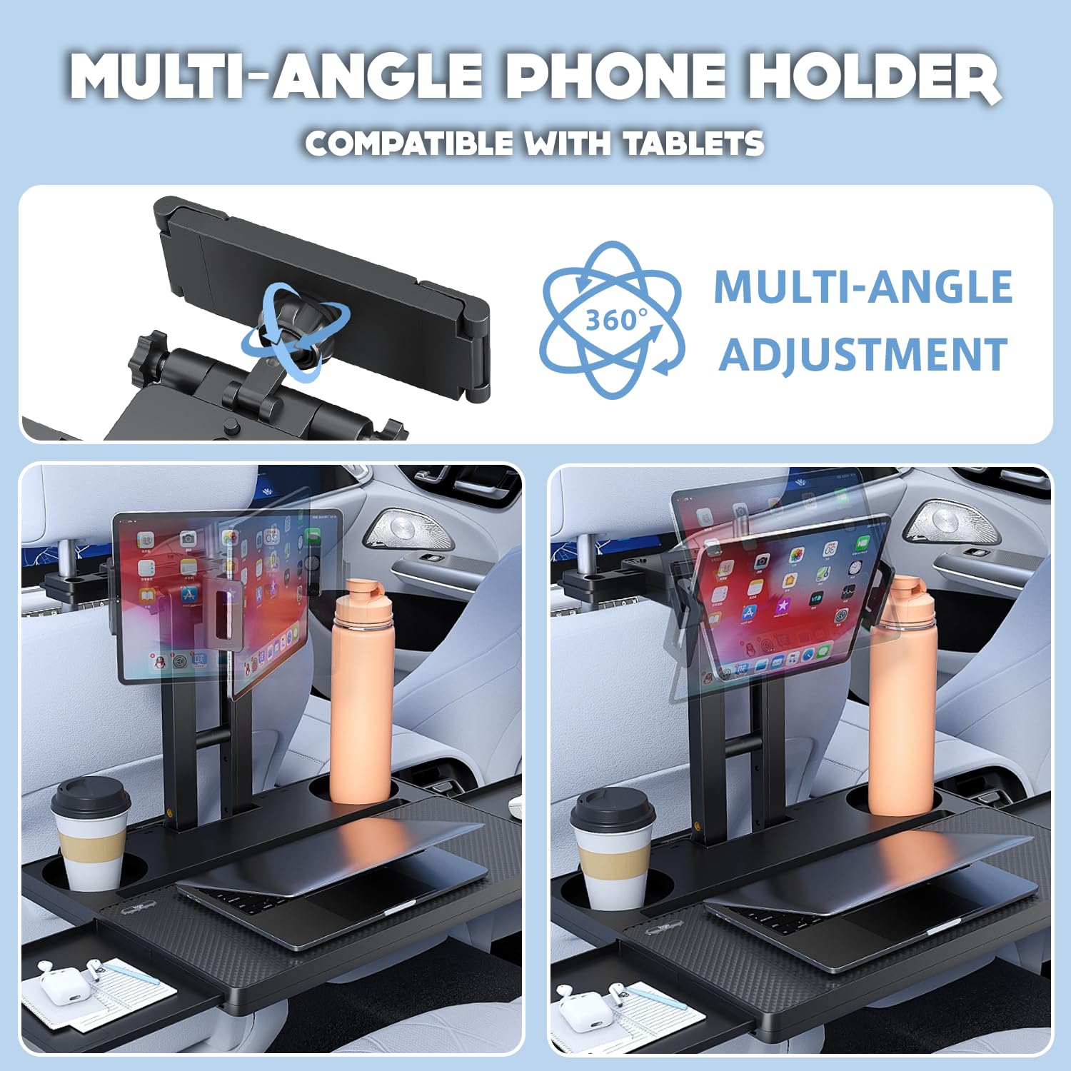 Foldable Rear Seat Travel Tray Table