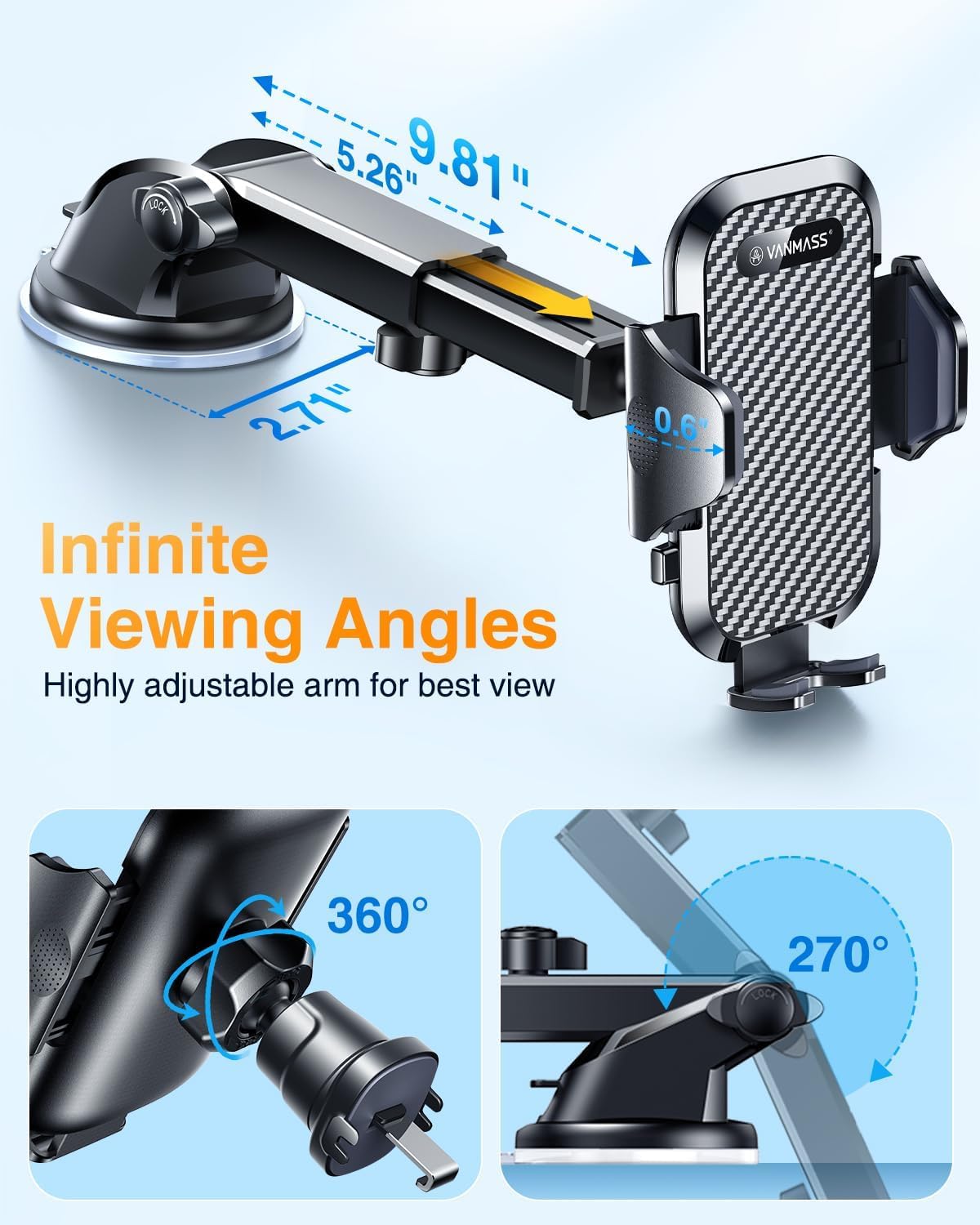 Adjustable Suction Cup Car Phone Holder