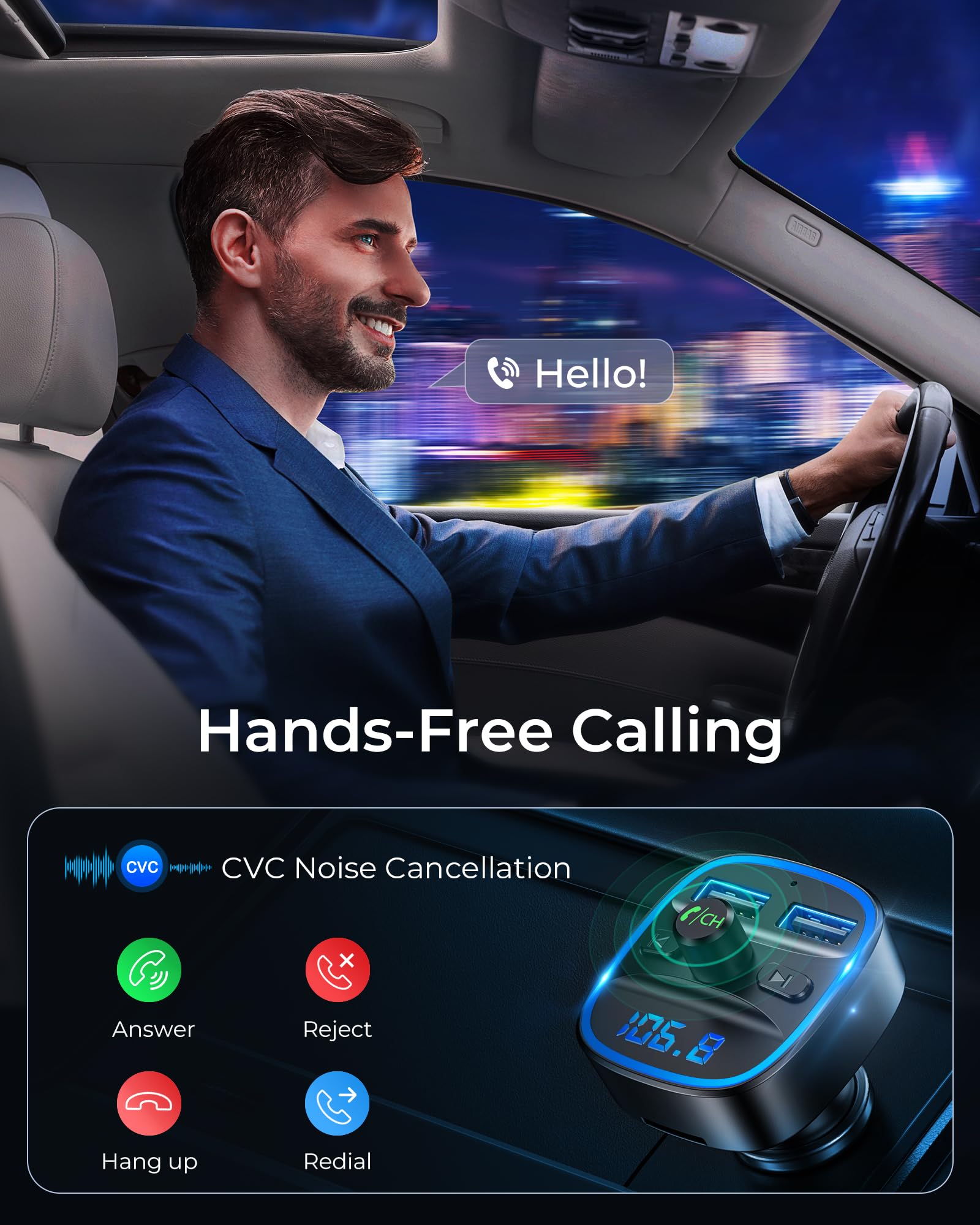 Bluetooth 5.4 FM Transmitter