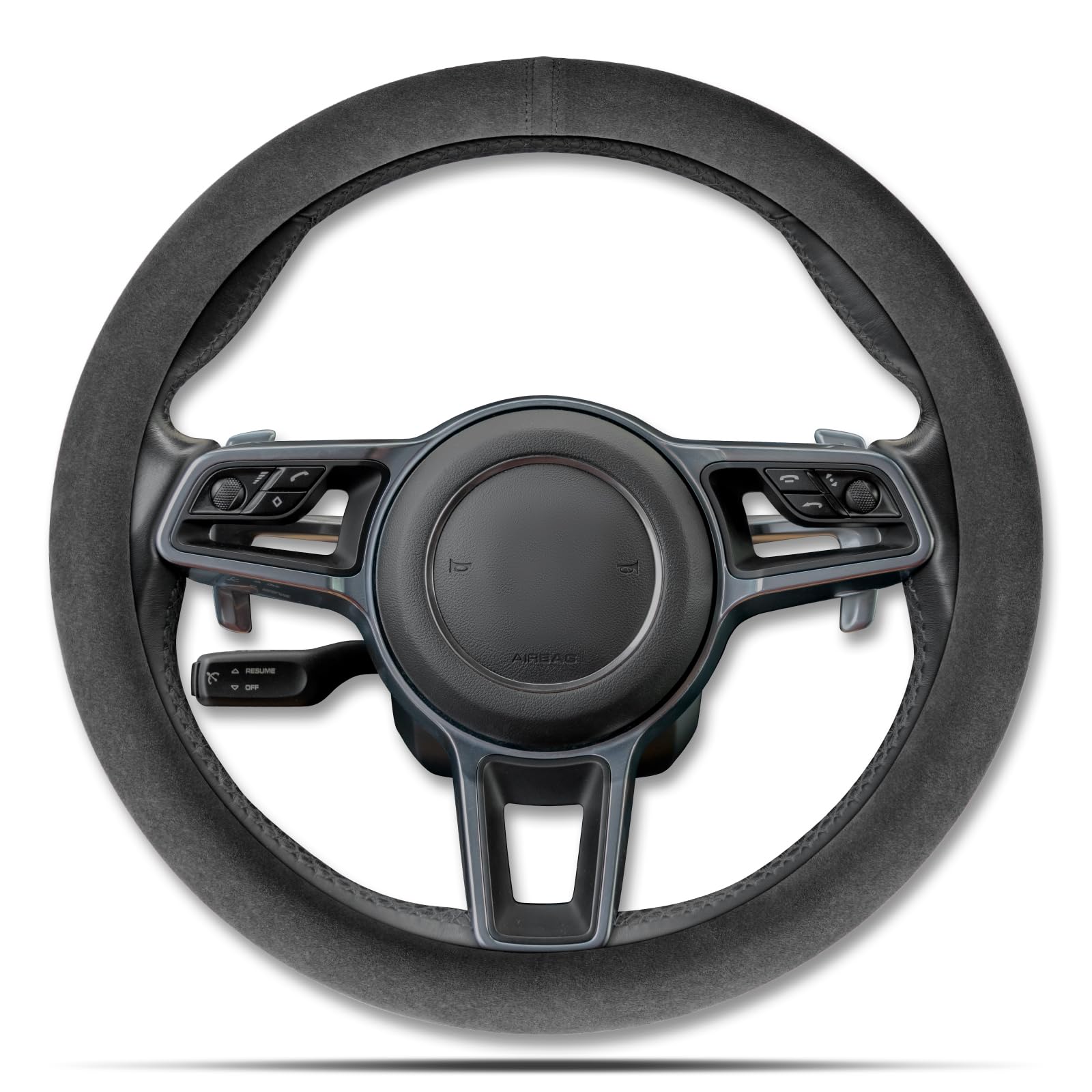 Suede-Feel Sports Steering Wheel Cover