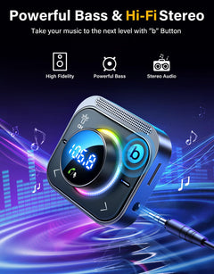96W Bluetooth 6.0 FM and AUX Car Adapter