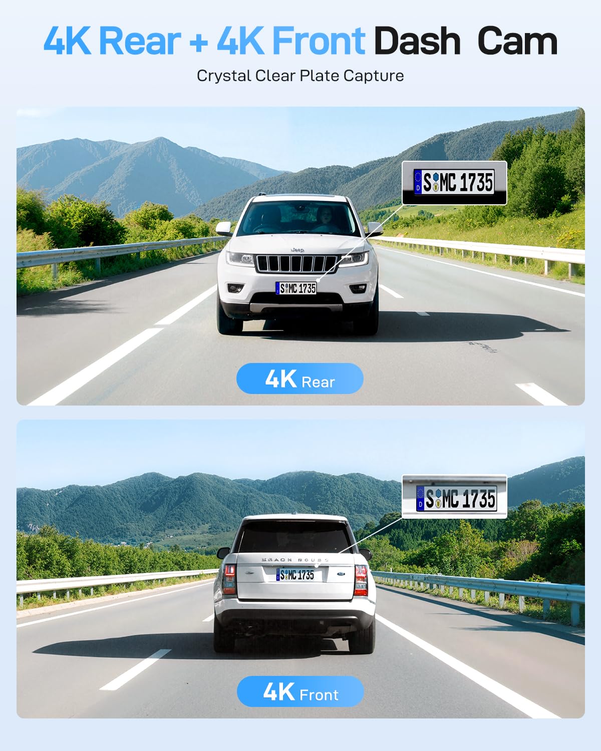 Dual 4K Front and Rear Dash Camera