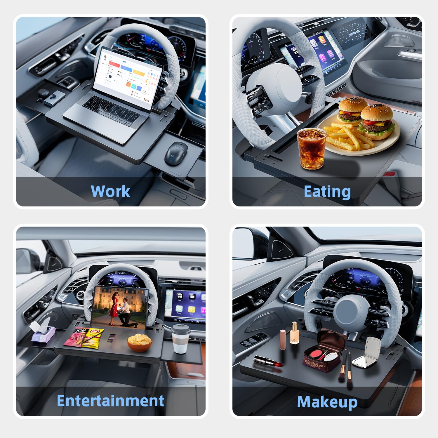 Adjustable Steering Wheel Food and Laptop Tray